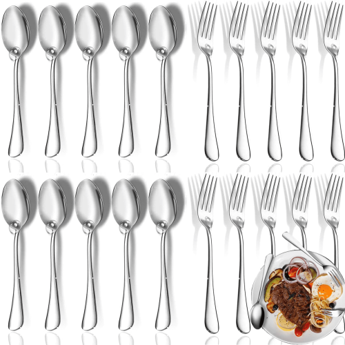 Babyltrl 20 Pcs Stainless Steel Dinner Spoons and Forks Flatware Sets,Food-Grade Soup Spoons & Salad Fork for Home Kitchen Restaurant Babyltrl 20 Pcs Stainless Steel Dinner Spoons and Forks Flatware Sets,Food-Grade Soup Spoons & Salad Fork for Home Kitchen Restaurant