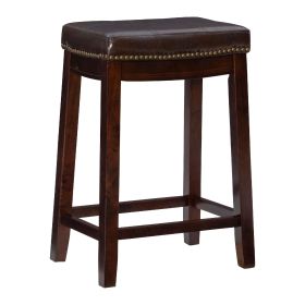 Claridge 26" Backless Indoor Counter Stool, Dark Brown with Brown Faux Leather, Includes 1 Stool