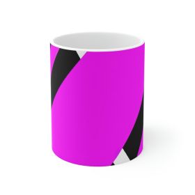 Decorative Ceramic Coffee Mug 15oz, Black And Pink Geometric Pattern