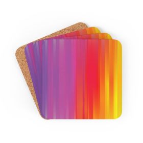 Corkwood Coaster Set - 4 Pieces / Multicolor Rainbow Mist