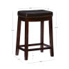 Claridge 32" Backless Indoor Bar Stool, Rustic Brown with Striped Linen Fabric, Includes 1 Stool