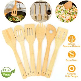 6Pcs Cooking Utensil Bamboo Wooden Spoons Spatula Kitchen Cooking Tools