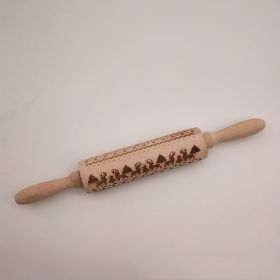 Christmas Reindeer Snowflake Pine Print Wooden Rolling Pin (Option: Reindeer-Large Size)