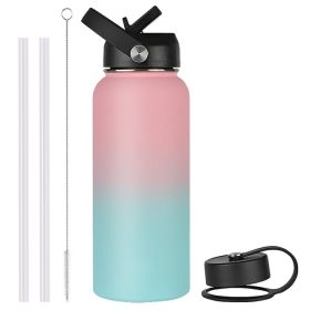 Vacuum Stainless Steel Large Capacity Water Bottle (Option: Powder Blue Gradient-2000ml)