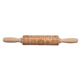 Christmas Reindeer Snowflake Pine Print Wooden Rolling Pin (Option: Roman Pattern-Small Size)