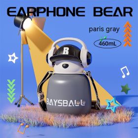 Cute Fashion Stainless Steel Wire Headset Bear Water Cup (Option: Ordinary Paris Gray-460ml)