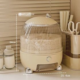 New Kitchen Rice Bucket Household Insect-proof Moisture-proof Seal (Option: Cream Yellow)