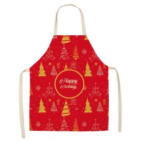 Cartoon Christmas Elk Santa Claus Printed Linen Sleeveless Apron (Option: W 20010-47x38cm)