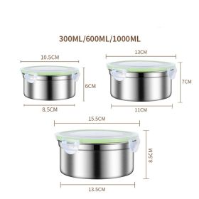 304 Stainless Steel Fresh-keeping Food Storage Box Sealed (Option: Frosted version Green cover-3pcs set)