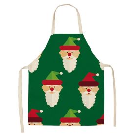 Cartoon Christmas Elk Santa Claus Printed Linen Sleeveless Apron (Option: W 20003-47x38cm)