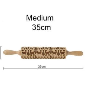 Christmas Reindeer Snowflake Pine Print Wooden Rolling Pin (Option: Reindeer B Style-Small Size)