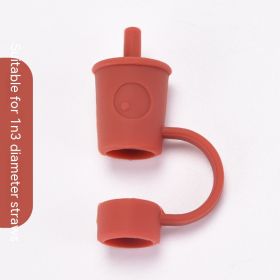 Silicone Straw Dust Plug Simple Cute Milk Tea Shape (Color: Red)