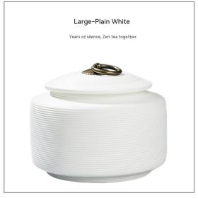 Retro Stoneware Sealed Cans Brushed Glaze-free Tea Storage Pot Moisture-proof Tea Cans (Option: Large Plain White)