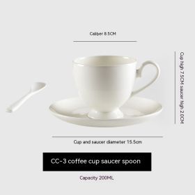 Coffee Set Ceramic Pure White European Afternoon Tea (Option: CC3 Cup And Saucer-200ml)