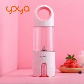 Fruit Juicer Blender Juice Cup Mini Electric USB Portable Rechargeable Travel High Quality 480ml 4 Blades (Color: PINK)