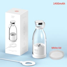 Portable Electric Juicer Blender Usb Mini Fruit Mixers Juicers Fruit Extractors Food Milkshake Multifunction Juice Maker Machine (Color: white with lid)