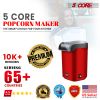 Popcorn Machine Hot Air Electric Popper Kernel Corn Maker Bpa Free No Oil 5 Core POP