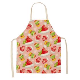 Cartoon Christmas Elk Santa Claus Printed Linen Sleeveless Apron (Option: W 20004-47x38cm)