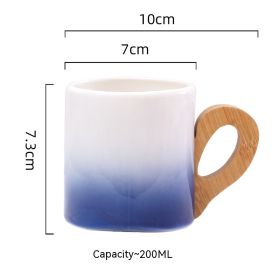 European Creative Bamboo Handle Cup Good-looking Gift Breakfast Milk Coffee Cup (Option: Blue-Single Cup With Bamboo Mat)