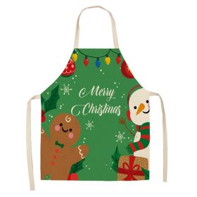 Cartoon Christmas Elk Santa Claus Printed Linen Sleeveless Apron (Option: W 20012-68x55cm)